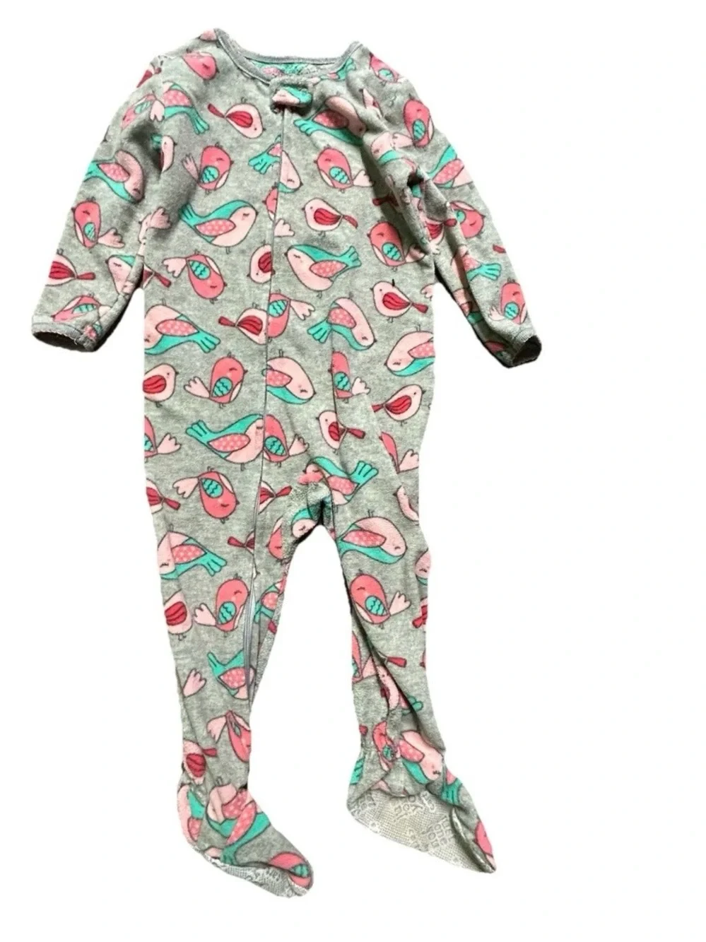 Toddler Girl Pajamas One Piece Footies Fleece Cotton Size 12-18 Months